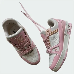 Louis Vuitton LV Trainer Sneaker – Pink/White – Women’s Size 5 – Embossed Monogr - Picture 1 of 5