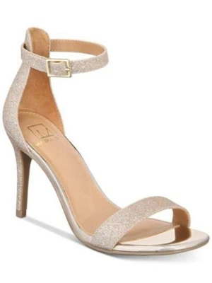 MATERIAL GIRL Womens Gold Two Piece Blaire Square Toe Stiletto Sandals 9.5 M - Image 1 of 4