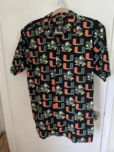 Miami Hurricanes Hemd Herren M Knopfleiste Kurzarm Logo Maskottchen 100 Baumwolle. - Bild 1 von 12