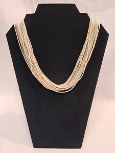 Neu mit Etikett Peyote Vogel mehrere Strähne weiß neutrale Samen Perlen Halskette 20" Knopfverschluss - Bild 1 von 10