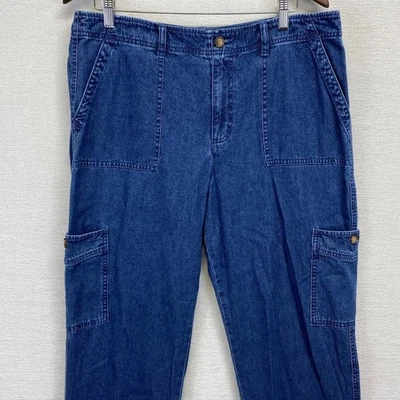 Pantalones cargo Orvis para mujer denim azules talla 16 bolsillos utilitarios ajuste cómodo Foto 1 de 4