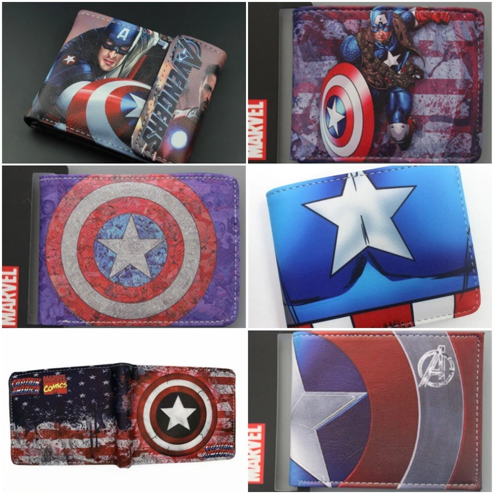 Multi Style Captain America Boys Men Wallet New Superhero Cartoon Free Tracking - Image 1 of 1