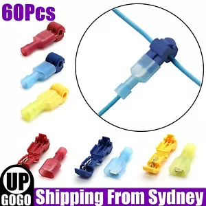 60Pcs T-Tap Electrical Wire Crimp Terminals Quick Splice Cable Connectors Kit AU - Picture 1 of 12