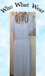 WHO WHAT WEAR Blue Floral Peasant Dress-Lace Up Front-XS - Picture 1 of 6