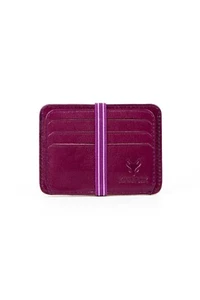 Unisex Genuine Leather Slim Design Travel Wallet for Men Women (Purple) - Picture 1 of 3