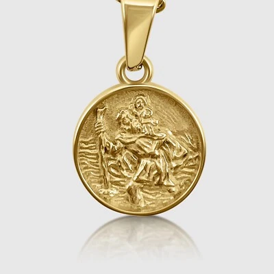 Saint Christopher Christ Religious Jesus Christ Necklace & Pendant in 18k Gold - Image 1 of 4