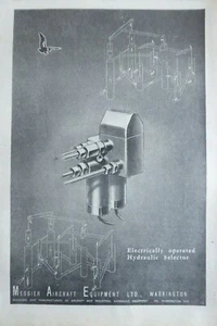 12/1945 PUB MESSIER FLUGZEUG AUSRÜSTUNG HYDRAULISCHER WAHLSCHALTER ORIGINAL ANZEIGE - Bild 1 von 1