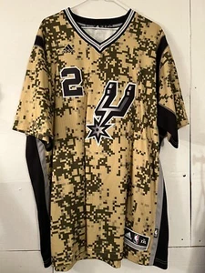 Adidas Mens San Antonio Spurs Kawhi Leonard Reprint Auto 2XL Pride Camo Jersey - Picture 1 of 2