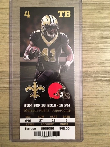 2018 New Orleans Saints Official NFL Mint Season Ticket Stub - pick any game! Cover