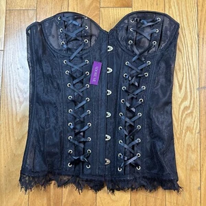 NWT Adore Me Black Bustier LACE UP CORSET Size L Lingerie (AM1) - Picture 1 of 8