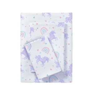 Your Zone Kids Soft Microfiber Sheet Set Purple Unicorn Twin 3 Pieces Easy Care - Picture 1 of 8