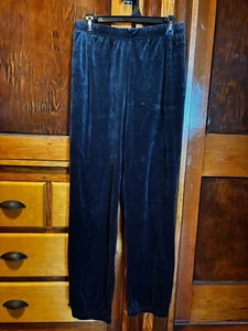 Men's Vintage Black Velvet Elastic Waist with Drawstring Pants Size Medium - Picture 1 of 6