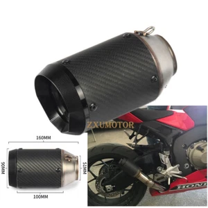 Motorcycle Short Exhaust Muffler Carbon Fiber 160mm Universal For 38-51mm - Picture 1 of 3