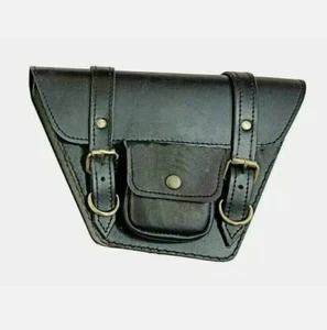 Black Leather Side Panel Bag For Royal Enfield Interceptor & Continental GT 650 - Picture 1 of 4