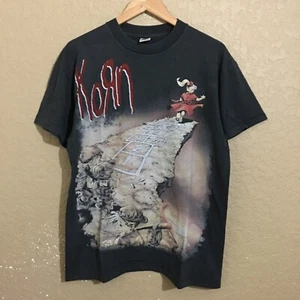 KORN Follow the Leader Mega Print T-Shirt Large Faded Black - Picture 1 of 4