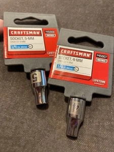 Craftsman Lot 2 4 mm x 1/4" Socket & 5-mm 6 Point S-AF 45907 & 45908 Metric - Picture 1 of 5
