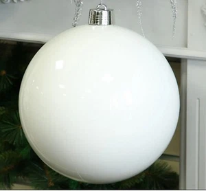 Riesiger glänzender weißer Ball Bummeln Weihnachtsbaumdekoration 30 cm - Bild 1 von 5