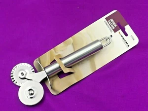 Stainless Steel Dual Wheel Pizza Ravioli Pastry Dough Pasta Cutter Crimper - Picture 1 of 6