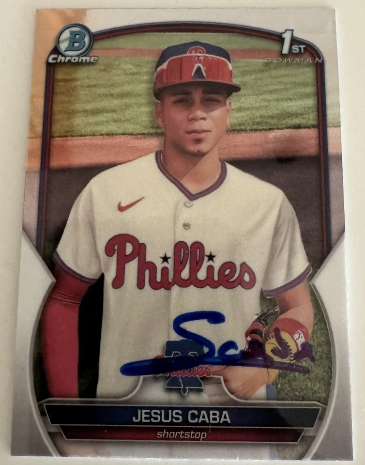 Jesus Starlyn Caba Auto Signed 2023 Bowman Chrome 1st #BCP164 Phillies IP - Image 1 of 1