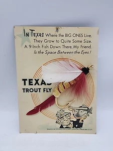 Vintage Texas Forellen Fliegenfischen Köder Glen L. Evans - 16/0 Neuheit Köder 12" x 9" - Bild 1 von 6