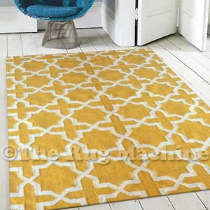 VISBY YELLOW MOROCCAN WOOL KILIM DHURRIE FLOOR RUG (M) 160x230cm *FREE DELIVERY* - Picture 1 of 3