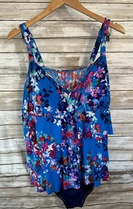 Bal Harbour Übergröße 1-Teiler Badeanzug blau Blumenmuster Bauchkontrolle 20W j141 - Bild 1 von 4