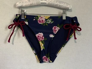 Heart and Harmony |Girl's Size 16 Navy Floral Velour Loop Hipster Bikini Bottom - Picture 1 of 6