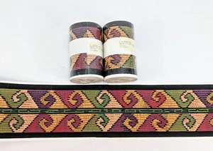 Vtg Schumacher Wallpaper Border WAVES of the ANDES Lot 62+ Yds Deep Jewel Tones - Picture 1 of 10