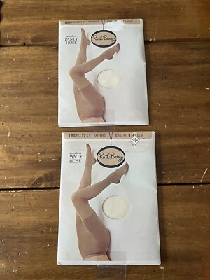 Lote De 2 Pantimedias De Colección Ruth Barry Sin Costuras Blanco Talla Larga Nylon Medias Foto 1 de 4