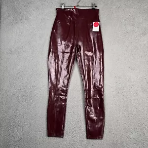 SPANX Leggings Donna Taglia Media Rosso Rubino Ecopelle Verniciata Alzata Caviglia - Foto 1 di 14