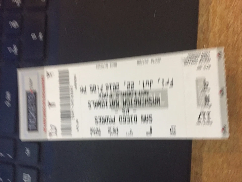 2016 WASHINGTON NATIONALS VS SAN DIEGO PADRES TICKET STUB 7/22 - Image 1 of 1