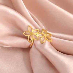 Modischer Blumen Ring Edelstahl Damen Breite Fingerringe Böhmischer Schmuck - Bild 1 von 8
