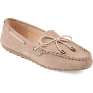 Journee Collection Slip On Moccasin Loafers Thatch Size US 8.5M Taupe Microsuede - Picture 1 of 5