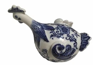 Vintage Ceramic Rooster/Chicken Figurine Blue on White - Picture 1 of 8