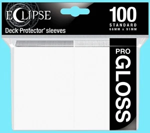100 ULTRA ECLIPSE PRO GLOSS ARCTIC WHITE DECK PROTECTORS Standard Card Sleeves - Picture 1 of 3