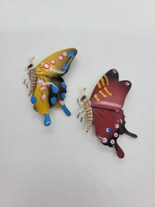 Set of 2 Vintage Signed KOREA BUTTERFLY Figural Brooch Pins - Picture 1 of 9