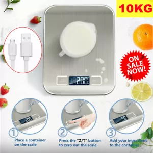 3in1 Küchenwaage USB/Akku Haushaltswaage Digitale Präzisionswaage Edelstahl 10kg - Bild 1 von 18