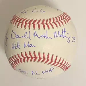 Don Mattingly Signed Baseball NY Yankees 9 inscritions Loaded Baseball JSA - Picture 1 of 8