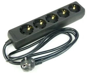 Schuko Mehrfachsteckdose Steckdosenleiste 5-fach schwarz 1,4 m Stromverteiler - Picture 1 of 5