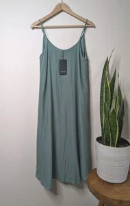 Kojooin Sleeveless Summer Midi Dress Medium Sage Green Sundress Minimalist B1 - Picture 1 of 6