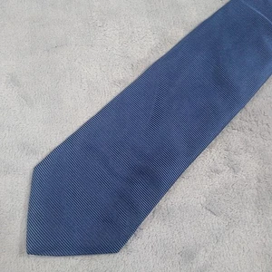 Burberry Repp Silk Tie Blue Solid Made In Italy - Picture 1 of 8