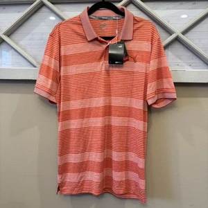 Puma Golf Shirt Mens Medium Striped Orange Dry Cell Performance Polo Stretch NWT - Picture 1 of 8