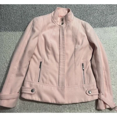 Chaqueta de motocicleta Chico's para mujer 0 (US 4-6) cuello falso cremallera completa manga larga rosa Foto 1 de 4