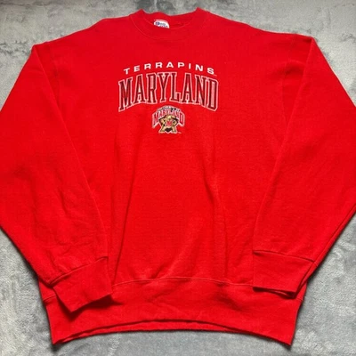 Vintage Maryland Terrapins Sweatshirt Mens XL Red Pro Player Embroidered Logo - Image 1 of 4