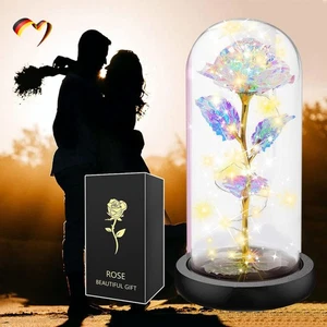 LED Ewige Rose im Glas für Frauen Geburtstag Valentinstag Geschenk Schöne Biest - Bild 1 von 16