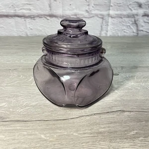 Vtg Purple Glass Jar Canister With Lid 5.5" - Picture 1 of 14