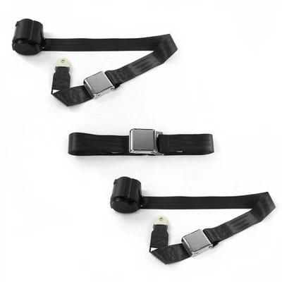 Ford Fairlane 1968 - 1969 Airplane 2pt Black Retractable Bench Seat Belt Kit - 3 - Image 1 of 4