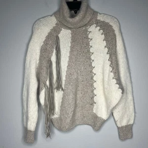 Maglione girocollo vintage IB diffusione seta angora misto dolman manica taglia L frange  - Foto 1 di 11