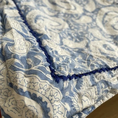 Roller Rabbit 2 Pillow Covers 22 x 22” Blue Square Paisley Cotton Set of 2 Euro - Image 1 of 4