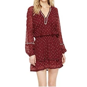 Paige Shanti Long Sheer Sleeve Layered Mini Dress Embroidered & Studs $328 Sz S - Picture 1 of 10